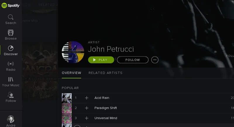 Spotify interface